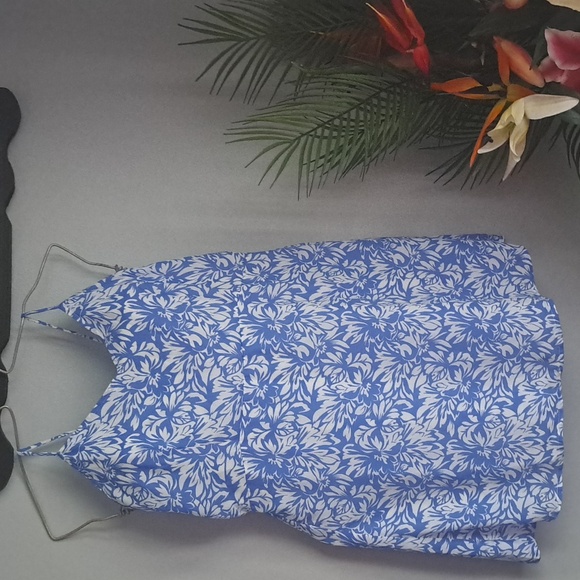 Lulus On The Riviera Blue Floral Print Tie-Back Mini Dress Sz XL #New - Picture 5 of 9